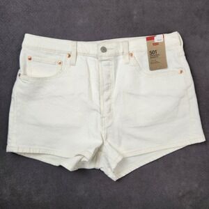 Levis 501 Shorts Womens 33 White Original Fit High Rise Button Fly Denim